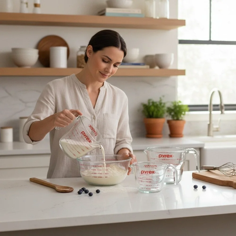 Pyrex Glass Measuring Cup Set 3-Piece Clear Kitchen Basics New